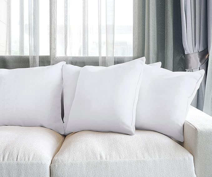 Utopia Bedding Throw Pillows (Set of 4, White) – 22 x 22 Inches Down Alternative Pillows for Bed, Sofa, and Couch - Fluffy Decorative Stuffer Pillow for Indoors & Outdoors