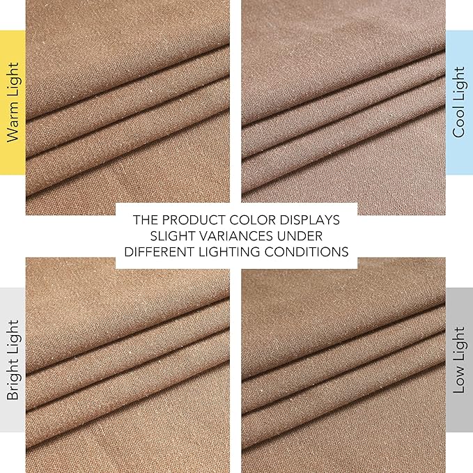 NICETOWN Gold Brown Linen Curtains for Kitchen, Thick Flax Small Window Treatments Semi Sheer Privacy Assured with Light Through for Cafe/Bathroom, W55 x L84, 2 Panels
