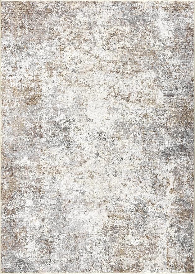 UERMEI 12x18 Area Rug Living Room Rugs - Washable Neutral Modern Abstract Soft Thin Rug Indoor Floor No Slip Rug Carpet for Bedroom Under Dining Table Home Office Decor - Blue/Light Brown