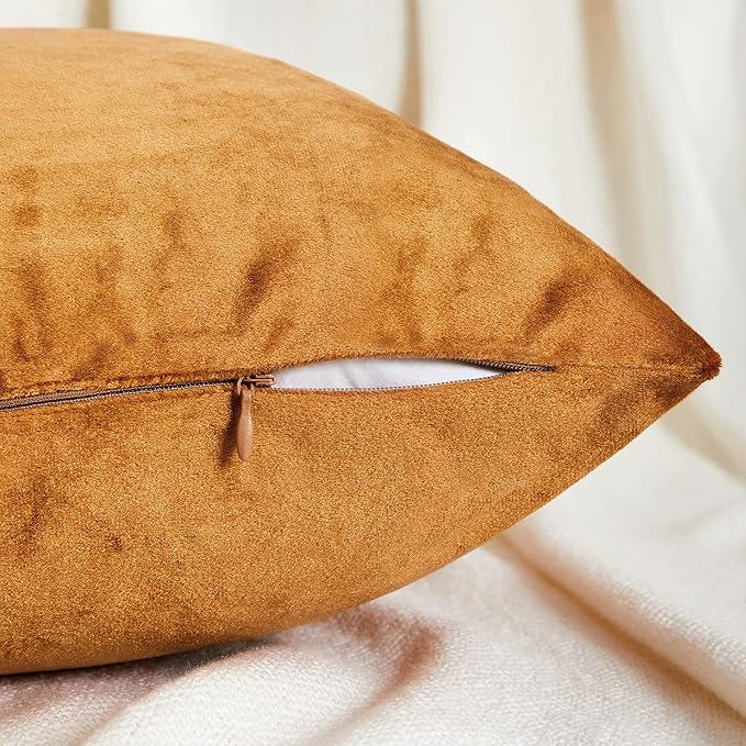 GIGIZAZA Decorative Throw Pillow Covers 26x26,Set of 2 Burnt Orange Square Couch Pillow Covers,Velvet Sofa Boho Cushion Pillows