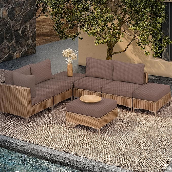 Outdoor Cushion Covers Set,12PCS Patio Furniture Couch Seat Slipcovers, Replacement for Sofa Sectional Chair(Cover，Only)