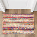 Hausattire Bohemian Braided Rug 2'x3' - Multi Color, Small Farmhouse Jute Cotton Area Rag Rugs for Entryway, Kids Playroom, Front Door | Colorful Hand Woven Reversible Accent Mat - 24x36 Inch