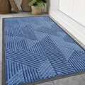 Smiry Front Door Mat Outside Entrance, Heavy Duty Sturdy Natural Rubber Doormat, Trap Dirt and Moisture, Easy Clean Low Profile Welcome Floor Mats for Indoor Outdoor Entry, 47x23 Inch, Blue