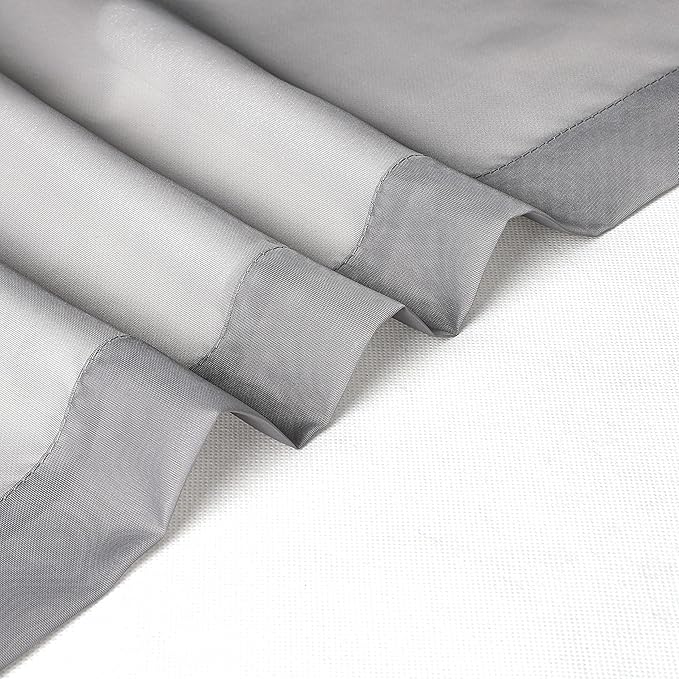 Chyhomenyc Sheer Valances for Windows 42W x 14L inches 2 Pack, Small Window Curtains for Living Room Bathroom Cafe Laundry Basement, Modern Top Dual Rod Pocket Voile Curtain, Charcoal Grey