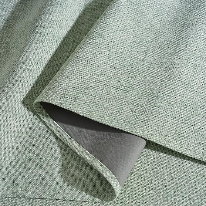 RYB HOME Sage Green 100% Blackout Curtains 90 inches Long, Thermal Insulated Linen Texture Drapes for Bedroom/Living Room, Elegant Farmhouse Curtains Back Tab&Rod Pocket, W52xL90, 2 Panels
