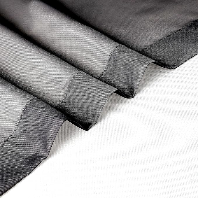 Chyhomenyc Black Sheer Valances for Windows 2 Pack, 42W x 14L Inches Small Window Curtains for Living Room Bathroom Cafe Laundry Basement, Elegant Top Dual Rod Pocket Voile Curtain
