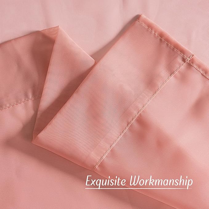 NICETOWN Coral Pink Sheer Window Curtains for Princess Room, Grommet Voile Sheer Window Treatment Light Filtering for Bedroom/Girls Room, W54 x L84, 2 Panels