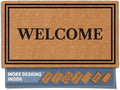 Barnyard Designs Natural Coco Coir Heavy Duty Backing Doormat - Large Cute Non-Slip Front Door Welcome Mat for Outside Entrance or Porch Entry, Brown (17x30, Welcome)