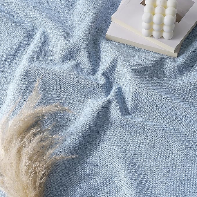 RYB HOME Linen Texture Curtains for Bedroom, 100% Blackout Thermal Insulated Curtains, Rod Pocket&Back Tab Room Darkening Drapes Luxury Decor for Living Room Nursery, W52xL90g, 2 Panels, Smoky Blue