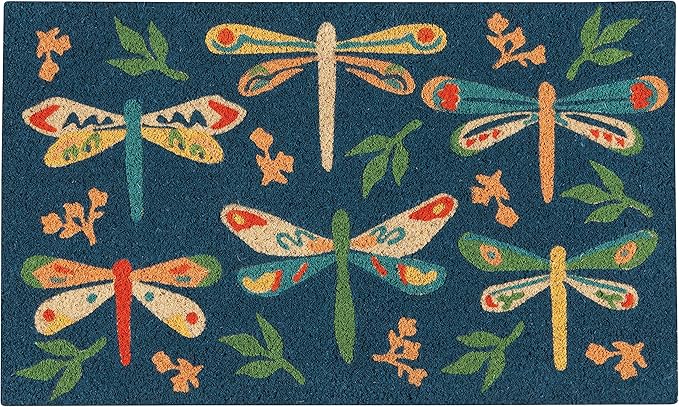 Now Designs Dragonfly Natural Coconut Fiber Printed Doormat Vinyl Backed, 18 x 30 in