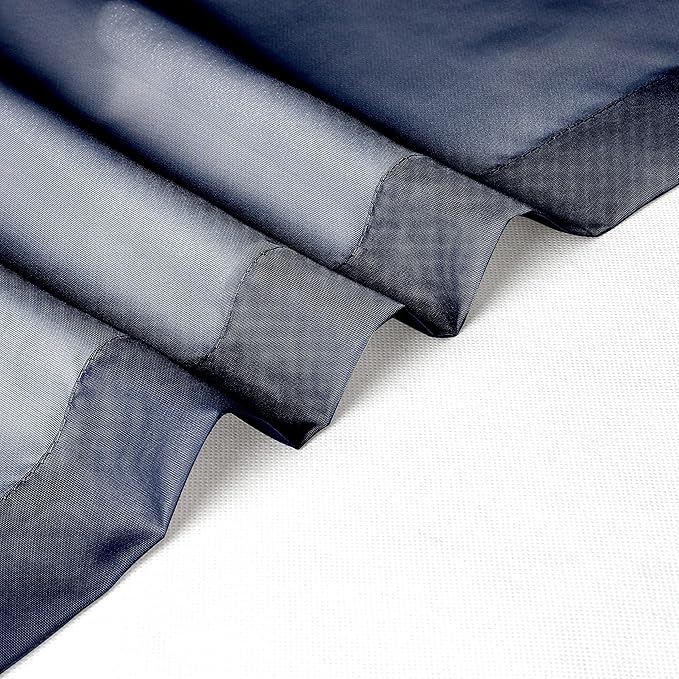 Chyhomenyc Sheer Curtains Tiers 42W x 24L Inches 2 Pieces, Light Filtering Small Curtains, Short Bathroom Living Room Cafe Basement Voile Window Curtain, Rod Pocket, Navy Blue