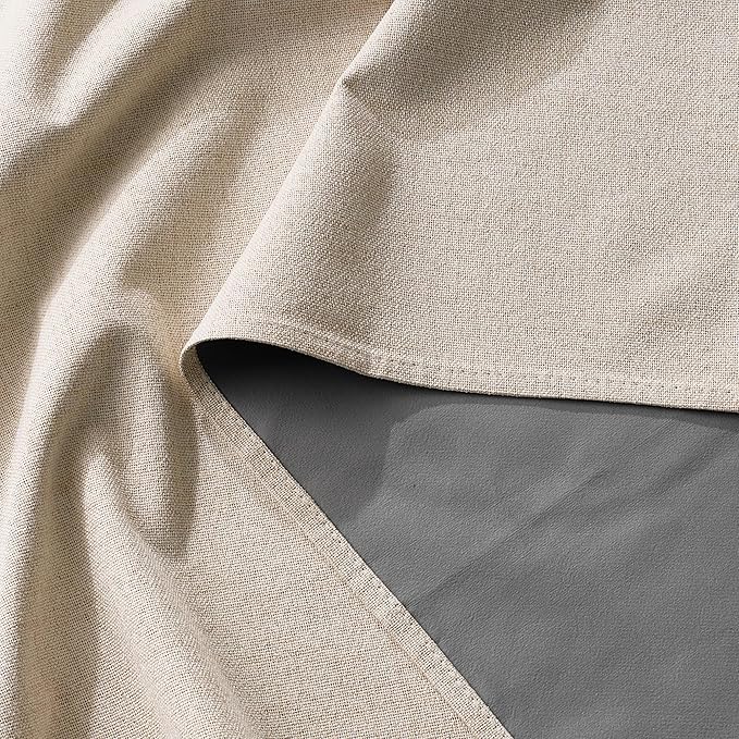 RYB HOME Warm Sand 100% Blackout Curtains for Bedroom, Linen Drapes Back Tab&Rod Pocket, Thermal Insulated Privacy Assurd Curtains for Sliding Glass Doors/Dining/Living Room, W52 x L90, 2 Panels