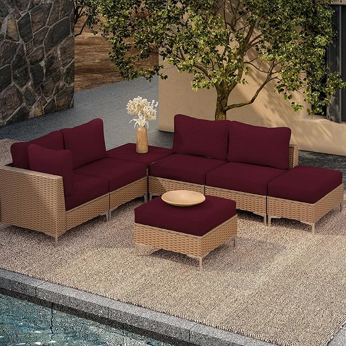 Outdoor Cushion Covers Set,14PCS Patio Furniture Couch Seat Slipcovers, Replacement for Sofa Sectional Chair(Cover，Only)