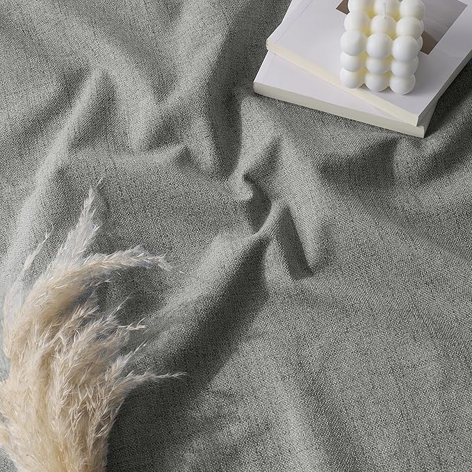 RYB HOME 100% Blackout Curtains Linen Textured 102 Inch Long, Insulating Energy Saving Window Curtains for Bedroom Living Room Dining Patio Sliding Glass Door, W52 x L102 inch, Grey, 2 Panels