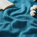 Bedsure 100% Cotton Muslin Throw Blanket Twin XL for Bed - 4-Layer Breathable and Lightweight Thin Soft Summer Gauze Muslin Blankets for Adults, Teal, 66x90 Inches