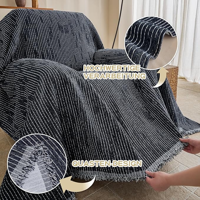 MYSKY HOME Oversized Armchair Couch Cover for 1 Cushion Couch, Washable Sofa Protector, Chair Couch Covers Sofa Covers Sofa Throws Sofa Slipcovers Futon Cover for Pet, Kid, 71"X91", Navy