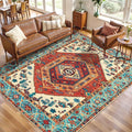 SERISSA 5x8 Area Rugs for Living Room, Large Washable Non-Slip Boho Rug, Ultra Soft Vintage Orange Oriental Tribal Print Distressed Carpet for Bedroom Dining Room Dorm Office Home Decor