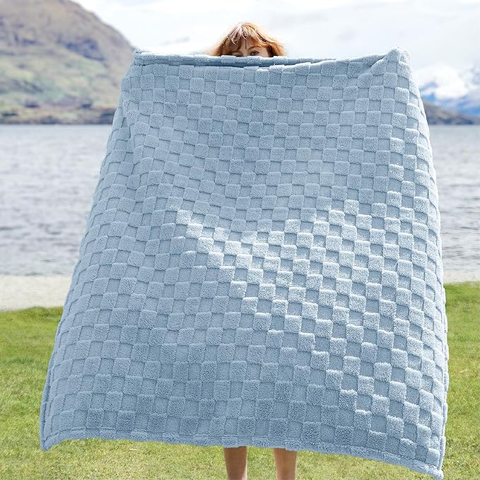 Bedsure GentleSoft Light Blue Throw Blanket for Couch - Super Soft Cozy Blankets Gifts for Kids Girls, Cute Small Fleece Throws for Bedroom Home Decor, 50x70 Inches