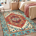 SERISSA Area Rug 3x5 Boho Orange Rugs for Bedroom, Washable Non-Slip Kitchen Rugs, Ultra Soft Print Distressed Tribal Entry Rug Low-Pile Throw Rug Carpet for Bedroom Nursery Living Room Dorm Decor