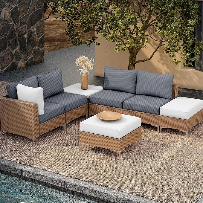 8Pcs Outdoor Cushion Covers, Patio Cushion Covers,Stretch Elastic Slipcovers, Replacement Washable & Reusable Furniture Protector for Patio Couch,Thick Jacquard Fabric(Grey, Cover Only)